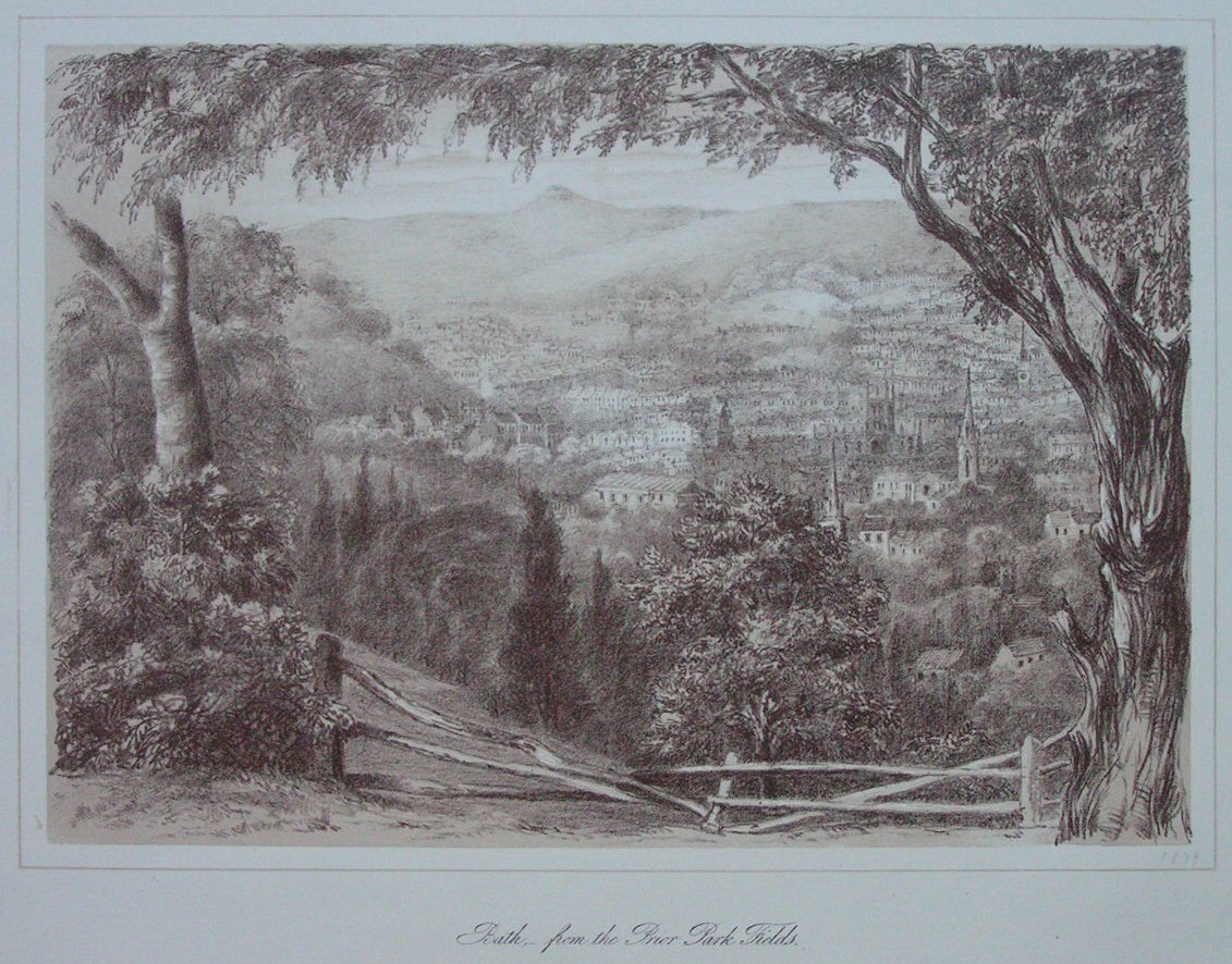 Lithograph - Bath from the Prior Park Fields